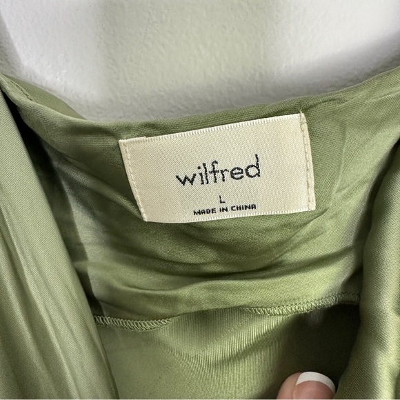 ARITZIA Wilfred Only Ruched Slip Dress Sage Frost Women’s Size Large - Picture 10 of 13